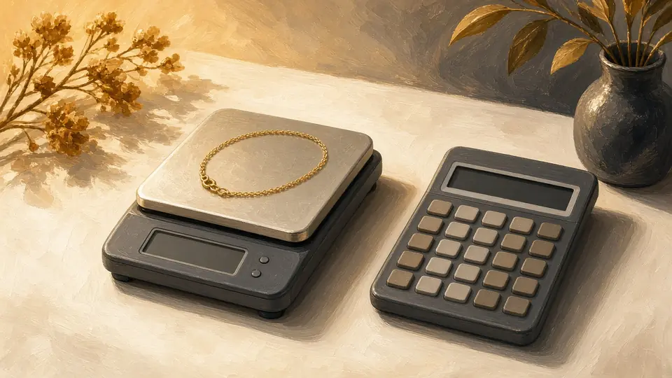 Gold price calculator Singapore - weighing gold jewellery